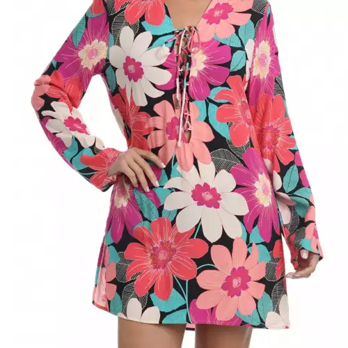 Women's La Blanca Full Bloom V-Neck Dress Swim Cover Up