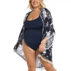 Women's La Blanca Plus Illusion Kimono Dress Swim Cover Up