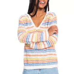 Women's Roxy Nomadic Squad Stripe Long Sleeve Poncho Hoodie