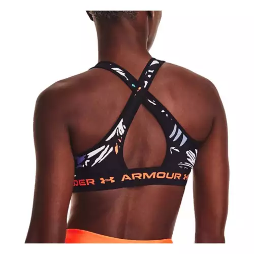 Women's Under Armour Crossback Print Mid Sports Bra - Image 2