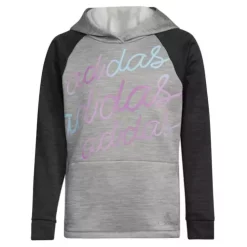 Girls' Adidas Long Sleeve Mélange Fleece Hoodie