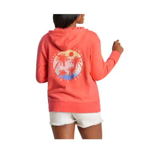 Women's Life Is Good Here Comes The Sun Palms Simply Full Zip Hoodie - Image 2